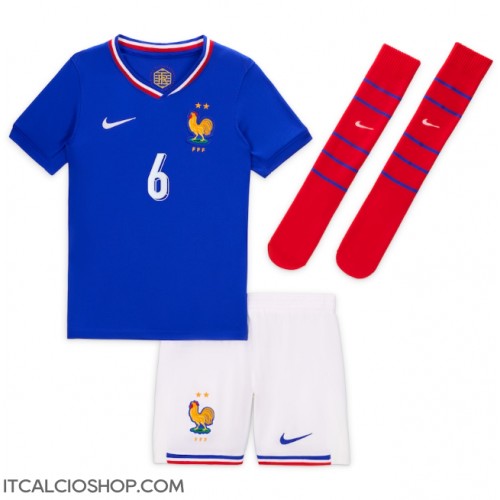 Francia Eduardo Camavinga #6 Prima Maglia Bambino Europei 2024 Manica Corta (+ Pantaloni corti)